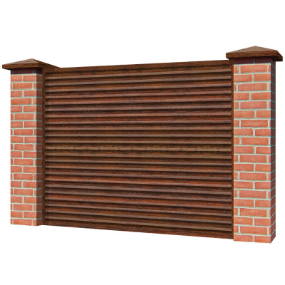 Забор жалюзи ЭКО-Z Античное Дерево 3D Принтек односторонний на кирпичных столбах