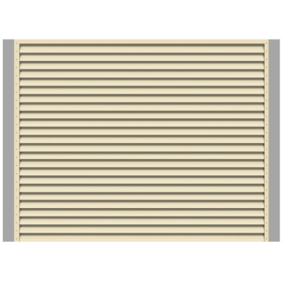 Секция забора жалюзи из ламелей жалюзи ЭКО-Z RAL1015 Слоновая Кость с металлическими столбами анфас